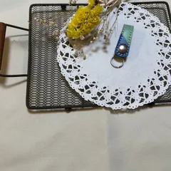 ハンドメイド　レザー　本革　キーホルダー　水色×青