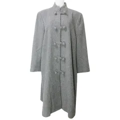 マドモアゼルノンノン mademoiselle NON NON ロングコート MARLING&EVANS ウール スタンドカラー 茶 ブラウン ■GY99