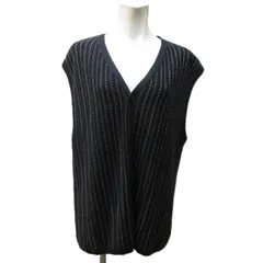 ダナキャランニューヨーク DKNY 美品 90s ヴィンテージ ノースリーブ カーディガン ボレロ 黒 ブラック L IBO77のサムネイル