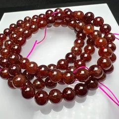 高品質ガーネット 6.8mm-7mm 1連分 ブレスレット2本セットオレンジガーネット ヘソナイト