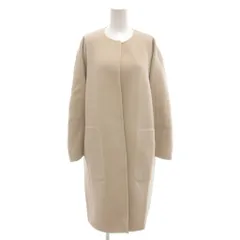 デザインワークス DESIGNWORKS ノーカラーコート 38 ウール ロング丈 ベージュ /AE