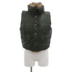 バーバリーブルーレーベル BURBERRY BLUE LABEL ダウンベスト ラクーンファー ハイネック 38 緑 グリーン /JS
