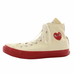 コンバース CONVERSE × プレイコムデギャルソン PLAY COMME des GARCONS オールスター 2022年製 スニーカー キャンバス ハイカット ロゴ US9.5 28cm アイボリー レッド 1SD020
