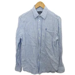ポロ ラルフローレン POLO RALPH LAUREN リネンシャツ 長袖 ストライプ ポニー刺繍 麻 リネン100% S 青 ブルー 白 ホワイト