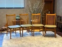 レトロ　飛騨産業 キツツキマーク ビンテージ　スポークチェア　4脚セット　Sn レトロ 飛騨産業 キツツキマーク ビンテージ スポークチェア 4脚セット