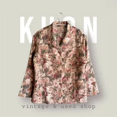 昭和レトロ 花柄 ジャケット ブラウス 古着 ヴィンテージ 長袖 総柄 レディース M相当