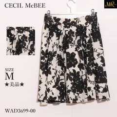 ★美品★ CECIL McBEE セシルマクビー スカートショート丈　花柄　裏地付き　ウエストゴム　かわいい 　ブラック　ホワイト　 【WAD3699-00】 送料無料　古着　レディース