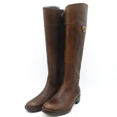 トリーバーチ ロングブーツ 本革 レザー Tロゴ ブランド 靴 レディース 6Mサイズ ブラウン Tory Burch 【中古】