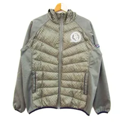 フィラゴルフ ダウンジャケット ジャンパー アウター ダウンパーカー ゴルフウエア レディース Lサイズ グレー×カーキ FILA GOLF 【中古】