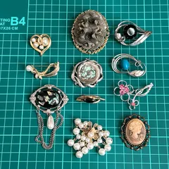 ヴィンテージ　ブローチ　まとめセット！カメオ　アクセサリー　帽子　色石　昭和レトロ　アンティーク