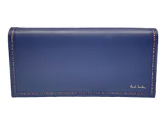 未使用 ポールスミス 長財布 レザー ブルー　マルチストライプ 青　コインケースあり 財布 メンズ レディース Paul Smith 二つ折り BPS273