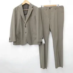 スーツ セットアップ テーラードジャケット スラックス シングル 背抜き ストレート 脇ゴム 大きいサイズ ベージュ 3L 110 サンプル品
