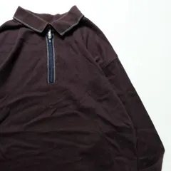 カナダ製 90's LLビーン LLBEAN ジップ コットン ポロシャツ (M) 濃紫系 ロンT 無地 90年代 旧タグ オールド アメリカ古着 USED  ビンテージ ヴィンテージ