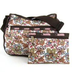 レスポートサック ショルダーバッグ ポーチ付き 花柄 ペイズリー柄 斜め掛け 鞄 ブランド レディース ホワイト LeSportsac 【中古】