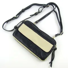 サザビー ショルダーバッグ レザー ポシェット 斜め掛け 鞄 カバン ブランド レディース ネイビー×クリーム SAZABY 【中古】