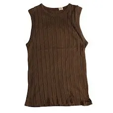 C404 YOUNG & OLSEN The DRYGOODS STORE ヤングアンドオルセン ブロードリブ Tシャツ ノースリーブ ブラウン 茶色 レディース 2