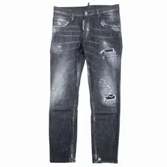 極美品 19aw ディースクエアード DSQUARED2 Skater Jean ダメージ加工 クラッシュ スケーター デニム パンツ ジーンズ ジーパン Gパン ボトムス ウォッシュ S74LB0586 サイズ46 黒 ブラック メンズ/