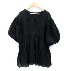 クラシカルエルフ classical elf 3WAYバルーンスリーブティアードブラウス 七分袖 バンドカラー 無地 M 黒 ブラック CE0960007 /SY12