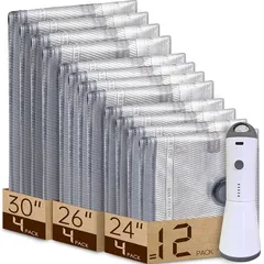 Vacbird 圧縮袋 旅行 旅行用圧縮袋 衣類圧縮 袋 掃除機不要 充電式ポンプ付き 12枚入 40*50*4枚/40*60*4枚/50*60*4枚 真空袋 再利用可能 省スペース あっしゅく袋 防水 防塵 防臭 防湿 防カビ 圧縮バッグ 高密封性 アウ 1