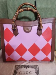 グッチ ダイアナ トートバッグ ピンク/レッド スモール バンブーハンドル