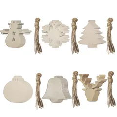 クリスマスツリー オーナメント 木製 北欧 60個 6種類 クリスマス オーナメント 飾り ベル 雪の結晶 トナカイ 雪だるま 3D 立体 ストラップ 吊り 壁 掛け 玄関 装飾