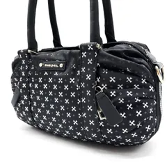 【良品】 DIESEL ディーゼル トートバッグ ハンドバッグ ショルダーバッグ レザー 革 ブラック 黒色 ナイロン 総柄 ユニセックス 男女兼用 メンズ レディース