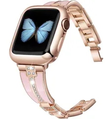 【人気商品】【Deyou】 Apple Watch バンド ステンレス ダイヤモンド付き アップルウォッチ 交換ベルト ，華奢な感じのステンレス レディース バンド 対応します Apple Watch Series 6/5/4/3/2/1 時計ストラップ(ロー