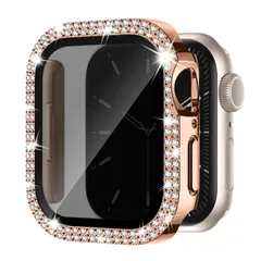 【在庫セール】41mm キラキラ ケース アップルウォッチ カバー 覗き見防止 Watch Apple Watch カバー ダブルダイヤモンド Apple ガラスフィルム付き オシャレ レディース コンパチブル iWatch Series 9 8 【覗き見防止