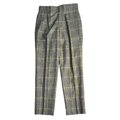 C404 Drawer ドゥロワー スラックス パンツ 長ズボン ウール シルク グレー チェック柄 カジュアル レディース 1