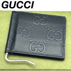 GUCCI ggエンボス 黒 マネークリップ 二つ折り財布 114720