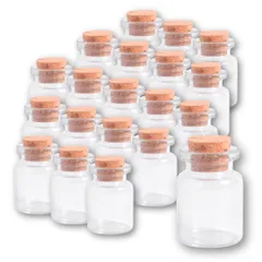 I'm so happy 小瓶 ガラス コルク栓 蓋付き おしゃれ ミニボトル 密閉 保存瓶 小物 小分け 20本セット (5ml)