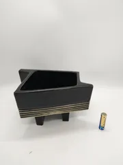 花器 変形 黒色 花台 窯 工房 池坊 フラワーベース 水盤 華道具 花瓶 シンプル 生花 華道 金属 手作り アンティーク レア レトロ インテリア ビンテージ 昭和 24428四つ葉[YT00516]