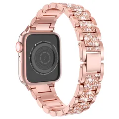 LELONG Apple Watch用バンド 38mm 40mm 41mm Series 9 8 7 6 5 4 3 2 1 SE Ultra レディース キラキラ交換用ブレスレット iWatchバンド ス [ローズゴールド] [38mm/40mm/41mm]
