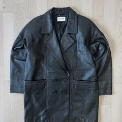 黒 ブラック シープスキン 本革 羊革 ダブルブレストコート ジャケット