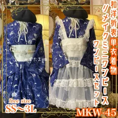 着物 ミニ丈 ワンピース ドレス 和ロリ 2部式作り帯 京袋帯 お太鼓 リメイク 和洋折衷 洗える 化繊 ハンドメイド レトロ 古着 単衣  freeサイズ 星月夜に咲く、凛とした花 MKW-45