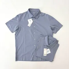 新品 UNIQLO ユニクロ 2枚 セット エアリズム フルオープンポロシャツ (半袖) シャツ BLUE サイズ L 705