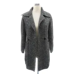 コルディア CORDIER ニットジャケット ロング丈 オープンカラー 前開き 40 L 黒 ブラック /YK29