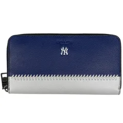 コーチ COACH ロゴ ラウンドファスナー 長財布 ニューヨークヤンキース コラボ 長財布 レザー ネイビー ホワイト F58940 レディース 【中古】