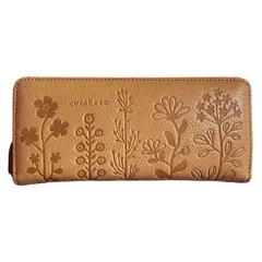 [ズッケロ] 55434 本牛革 長財布 お札入れ ラウンド ファスナー 開閉 花柄 日本製 zucchero レディース キャメル 