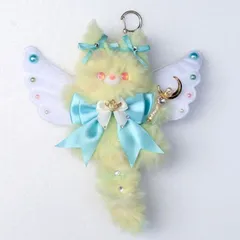猫のモールドールキーホルダー　モールドールチャーム　猫　天使　妖精　ぬいぐるみ　モールドール　モールドールキーホルダー　キーホルダー　キーリング　キーチェーン　チャーム　韓国　ふわふわ　エンジェル　魔法　ファンタジー　魔法少女…