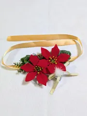 SALE 7．新品・未使用　ハンドメイド　トリミングチョーカー　写真撮影用　チョーカー　犬　猫　ネックレス　クリスマス　ポインセチア