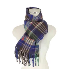 ポロラルフローレン POLO RALPH LAUREN カシミヤ混 ポニー刺繍チェック柄マフラー メンズ 表記無 