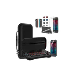 Switch 2 専用 ケース Sungale 収納ケース＋ガラス保護フィルム＋スティックキャップ8枚＋分体式設計 PCカバー+ TPUグリップカバー 12ゲームカードスロット 大容量 収納バッグ 耐衝撃 防塵 全面保護 防水 1