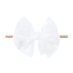 【在庫処分】リボン ヘアアクセサリー ベビー 女の子 締め付けない 髪飾り ヘアバンド ドレスアップコレクション ベビーブリング Skinny bling] White [baby