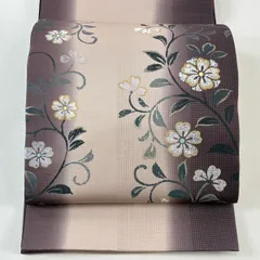 【美品】 袋帯 秀品 落款 花唐草 金銀彩 紫 お太鼓柄 正絹 【中古】