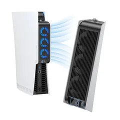 旧型PS5アクセサリ用の冷却ファン LEDライト付き 冷却ファン 旧型PS5コンソール用放熱 3.0 USBポート付 外付けクーラー ディスク版 デジタル版の両方に対応 ゲーム機用 ホワイトとブラック 【PS5 Slim/PS5 Pro非対応】 1