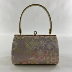 【美品】 和装バッグ 優品 フォーマル 桜 華文 金糸 箔 薄ピンク 和装小物  【中古】