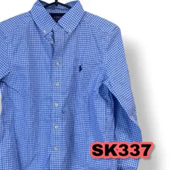 POLO RALPH LAUREN (ポロ ラルフローレン) ギンガムチェック柄 シャツ 青色 白色 140サイズ キッズトップス　管理SK337
