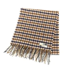 【中古】アクアスキュータム Aquascutum カシミヤ チェック マフラー ベージュxブラウン【メンズ】
