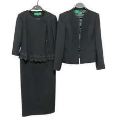 Z1609 美品/東京ソワール D'REREAD-af ブラックフォーマル ワンピーススーツ 大きい 表記 11号 L 相当 古着 黒 レディース 春 夏 冠婚葬祭 喪服